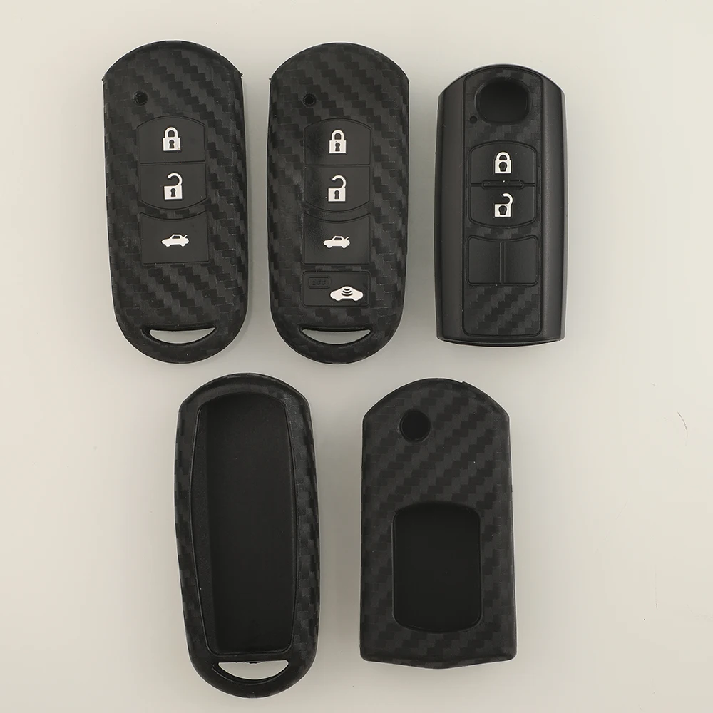 jingyuqin 4b Carbon Silikon Fernbedienungs-Faltschlüsselhülle für MAZDA 2 3 5 6 CX-3 CX-5 CX-7 CX-9 Speed Miata MX5
