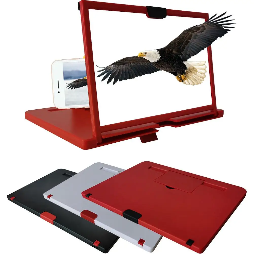 مضخم شاشة الهاتف المحمول عالي الدقة مع حامل سطح مكتب قابل للطي - مكبر شاشة 10/12 بوصة U6H7