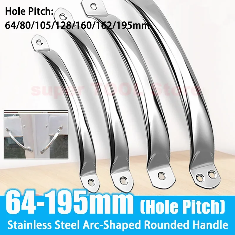 1-5Pcs Hole Pitch 64 80 105 128 160 162 195mm Stainless Steel Flat Tube Pull Handle