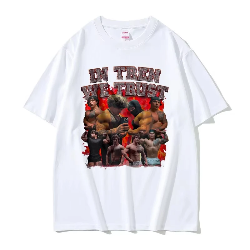 In Tren We Trust Tren Twins T-shirt Male Bodybuilders Fitness Gym T Shirts Men Women Cotton Oversized Tees Men's Casual Tshirt