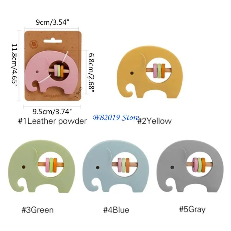 Q0kb per bambini silicone teether elefante tintinnio bambino che apprende giocattolo per dentizione per neonati 3-36 m per