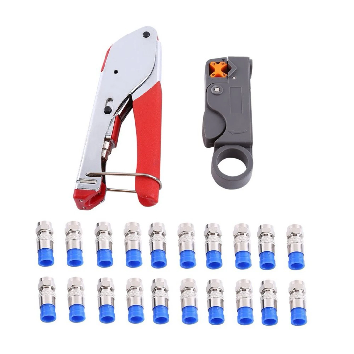 

Coax Cable Crimper Coaxial Compression Tool Set Kit Wire Stripper With F RG59 Include Connectors, Tools, Rotary Stripper