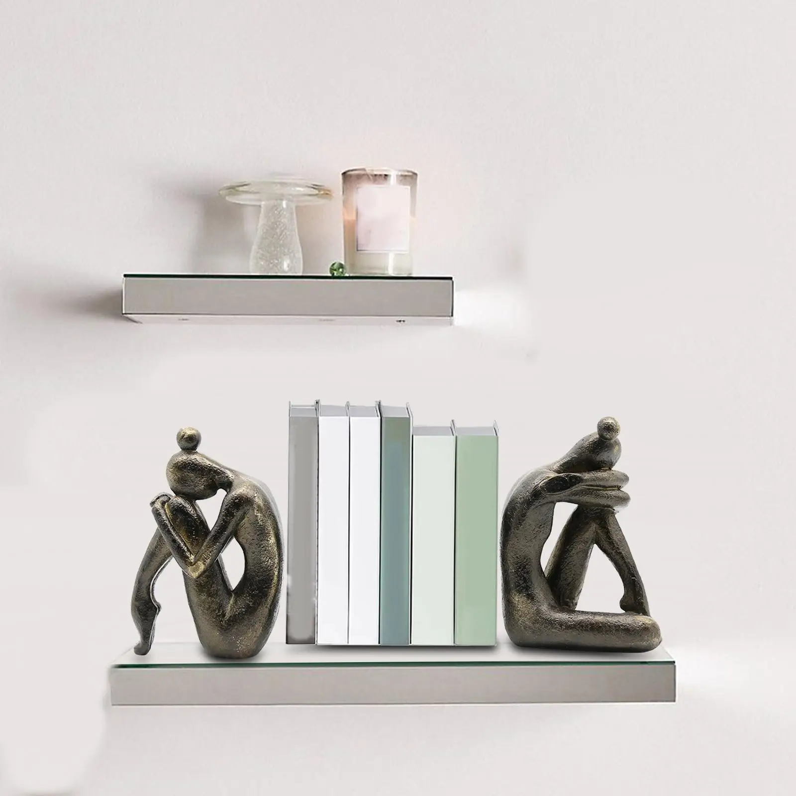 

Thinker Bookends Living Room Bookshelf Resin Book Ends Female Book Stand Nordic Ornament Sculpture Desktop Bookends for Shelves
