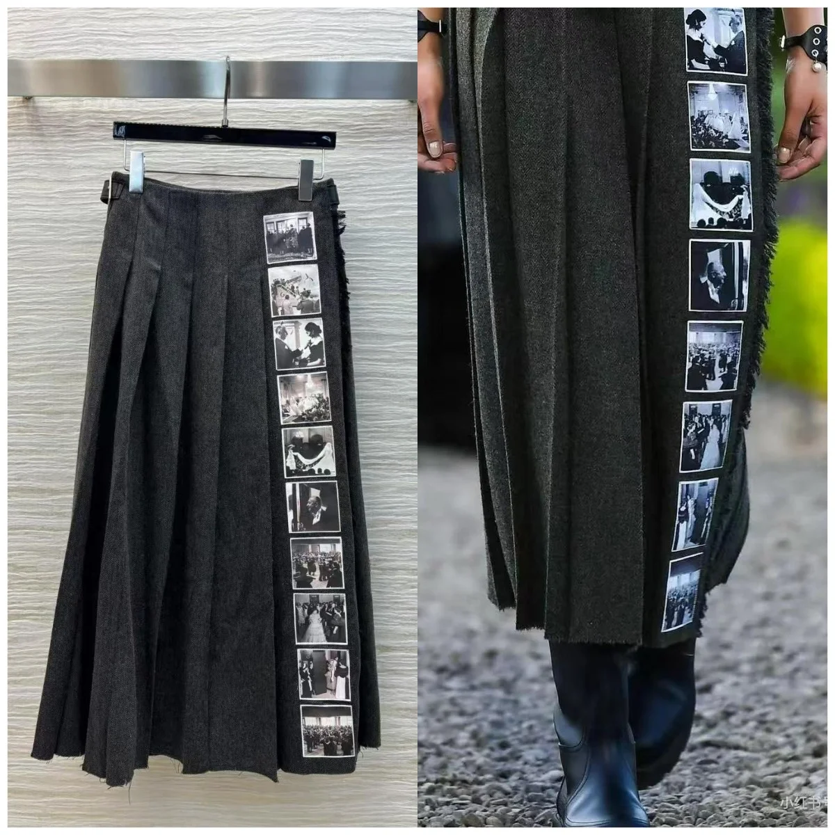 High end customized women's 2025 early spring new woolen pleated skirt