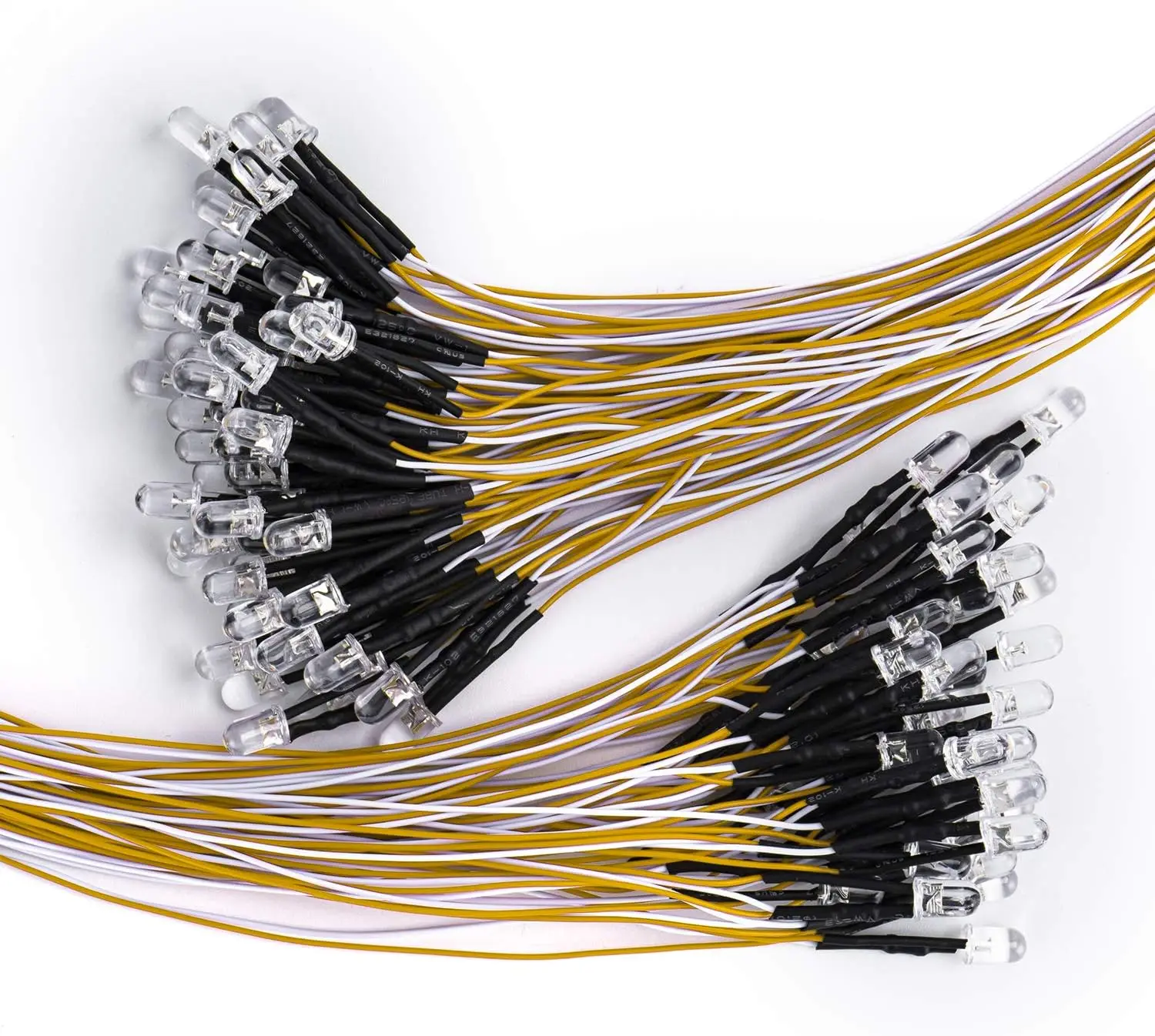 

100 шт. 5-миллиметровых предварительно подключенных светодиодов 12В теплого белого света, 24 см, ультраяркие, для DIY-проектов и научных экспериментов