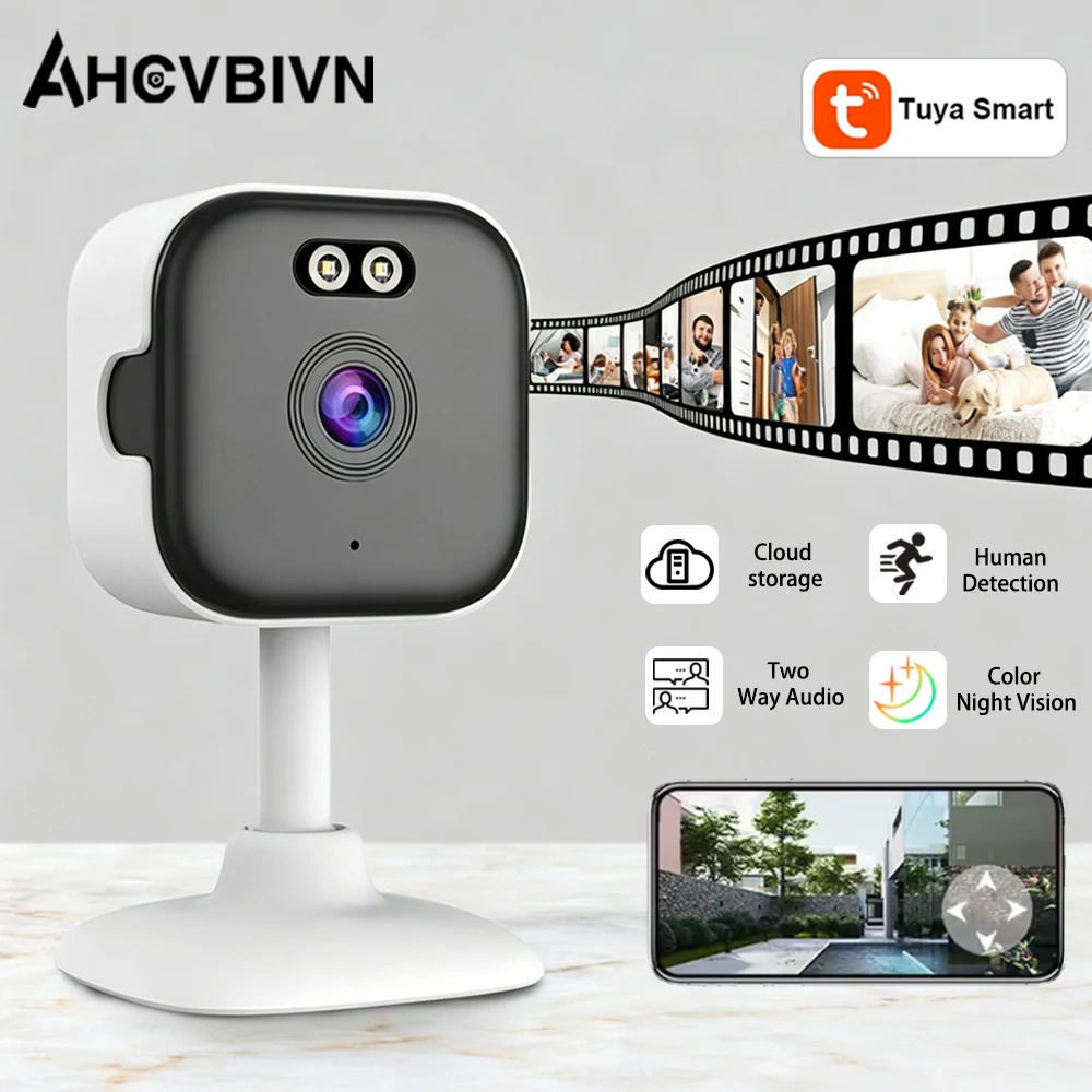 Tuya Smart Mini 5MP WiFi IP Camera Indoor Wireless Color Night Home Security AI Human Detect CCTV Surveillance Block Camera