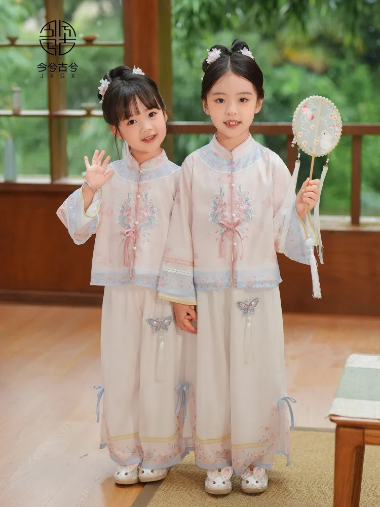 Hanfu طفل فتاة نمط صيني بدلة ، نمط تانغ ، العتيقة ، جديد ، الخريف ،