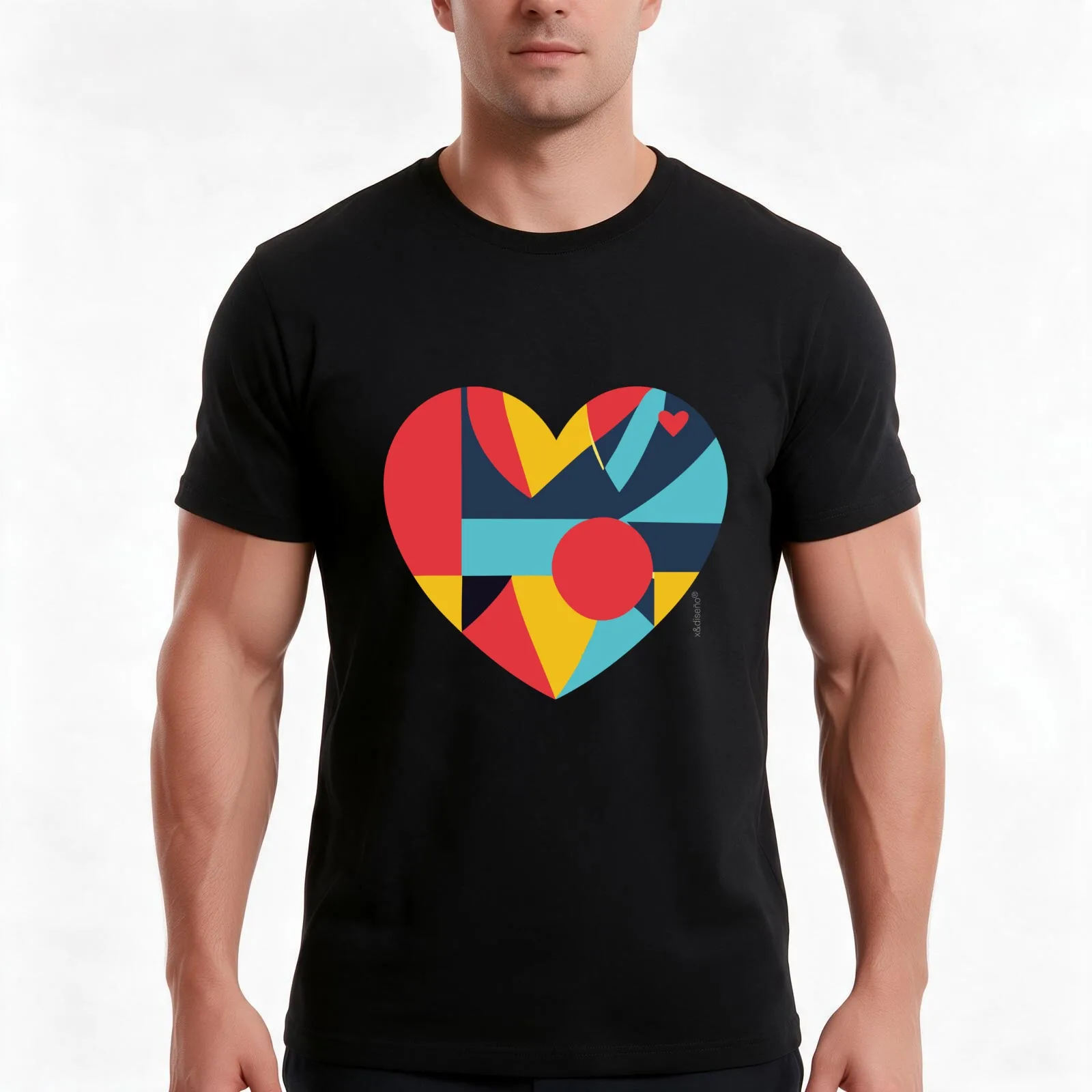 The mosaic heart T-Shirt Summer Casual Cotton Tee Oversized Streetwear Tops Vintage Graphic Print Loose Fit Short Sleeve