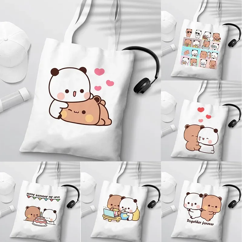 Bubu Dudu Anime Tote Bag Foldable Shopping Bag Tote Bag Aesthetic Fashion Canvas Reusable Shopping Bag Female