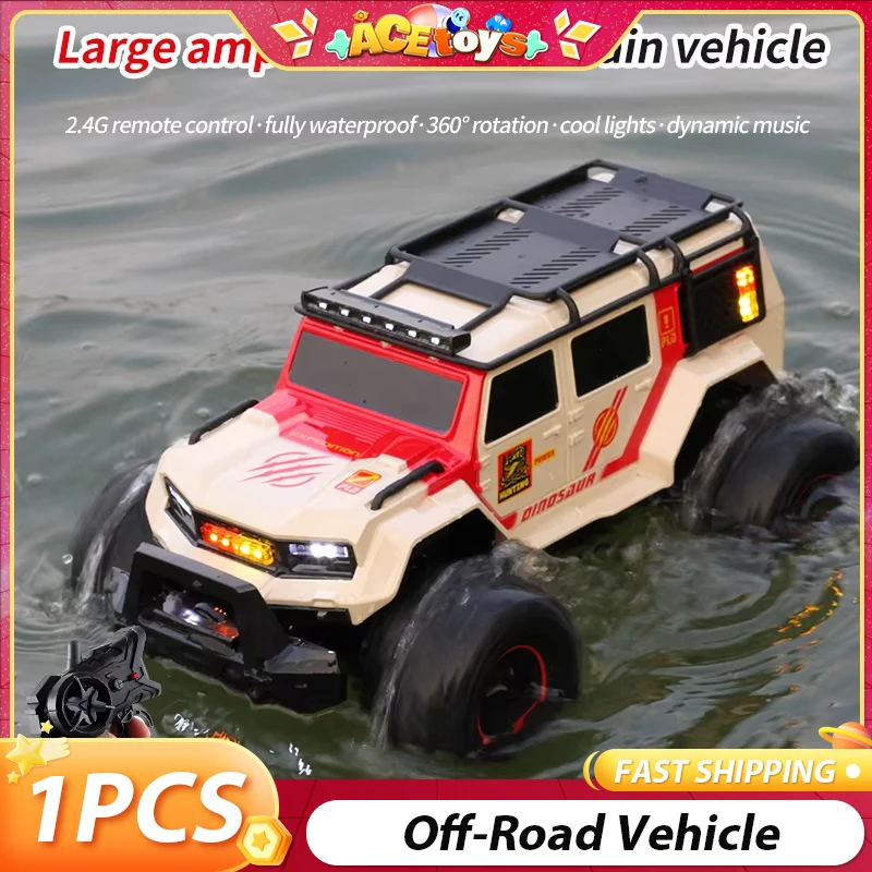 2.4G Remote Control Off-Road Vehicle With Light And Music Anti-Skid ABS Waterproof Safe Stable 4WD Electric Beach Toy