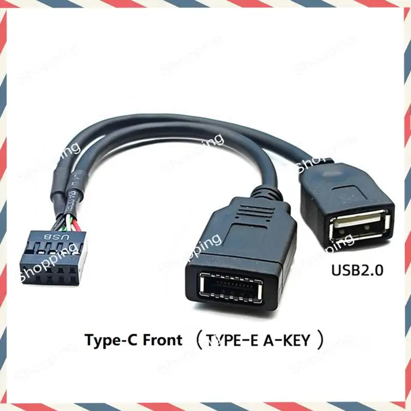 M20K USB 9PIN auf USB-A Stecker und TYPE-E KEY-A Kabel USB Front Panel Adapter Kabel USB 9PIN auf USB2.0 Typ-C Front Panel Kabel