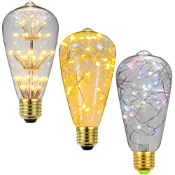 TIANFAN Vintage Led Bulb Edison Bulb ST64 Starry Firework  RGB 3W AC85-265V E27 Decorative Light Bulbs