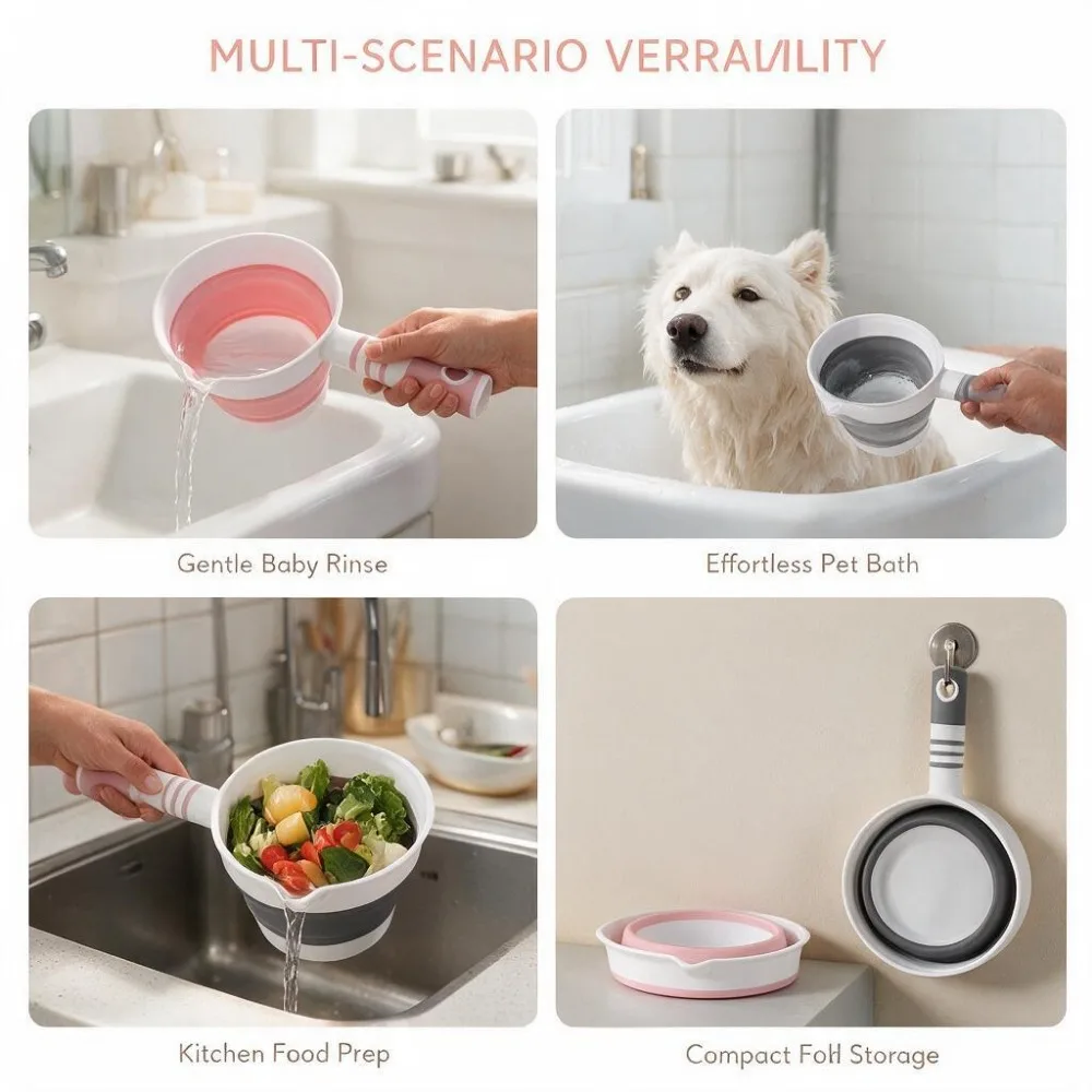 Folding Bath Spoon Ladle Space Saving for Kitchen Bathroom 2 Pack Foldable Water Ladle Collapsible Water Scoop Dipper 2025 Hot