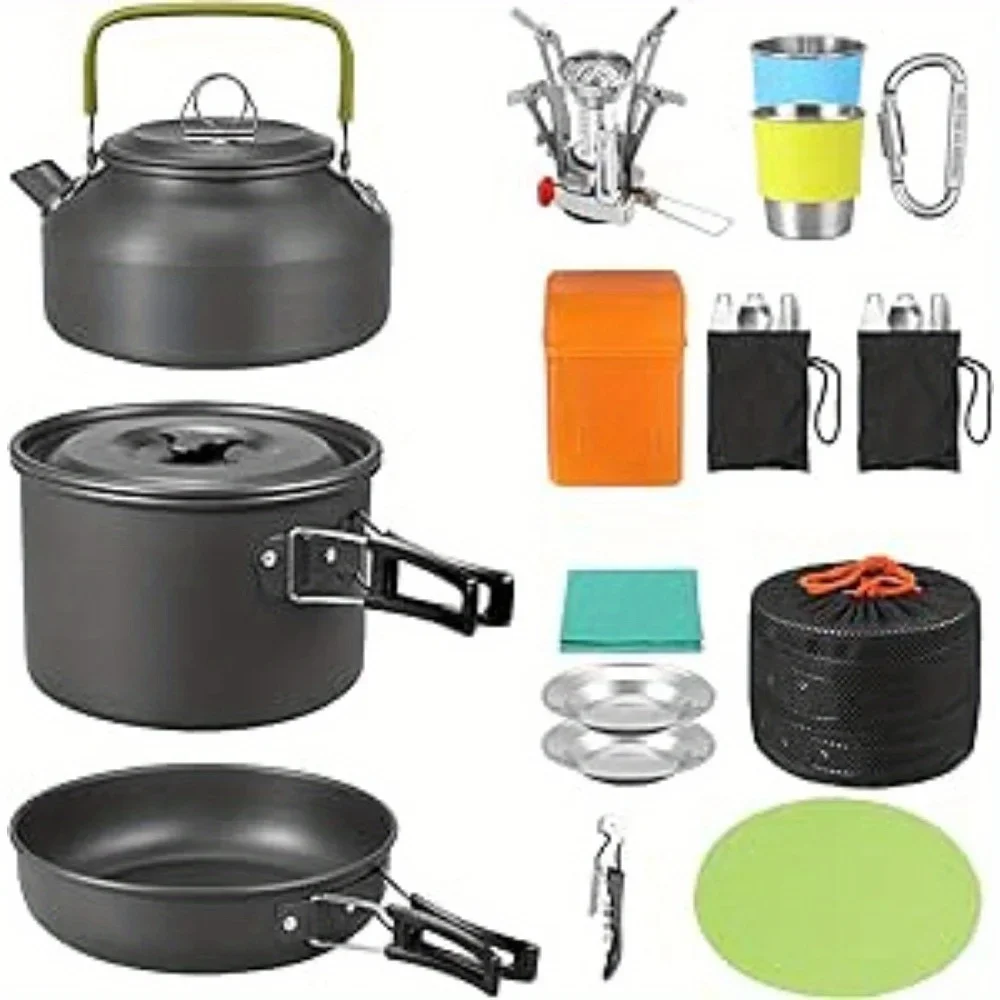 

Camping Cookware Set, Aluminium Camping Pots, Cookware with Folding Camping Stove, Lightweight Camping Stove for Outdoor