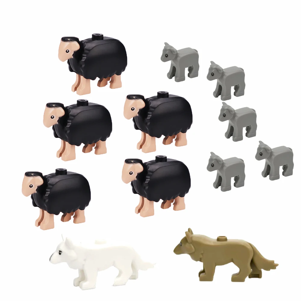 Boerderij & Wilde Dieren Bouwstenenset - Realistische geit-, schapen- en wolffiguren - Educatief speelgoed