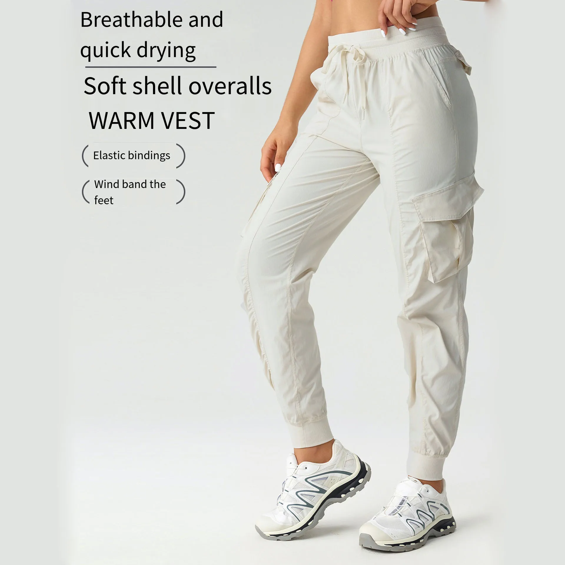 

Women's Thin Sports Pants, Outdoor Loose-Fitting Mid-Waist Cargo Pants, Quick-Dry Breathable Casual Fitness Long Pants