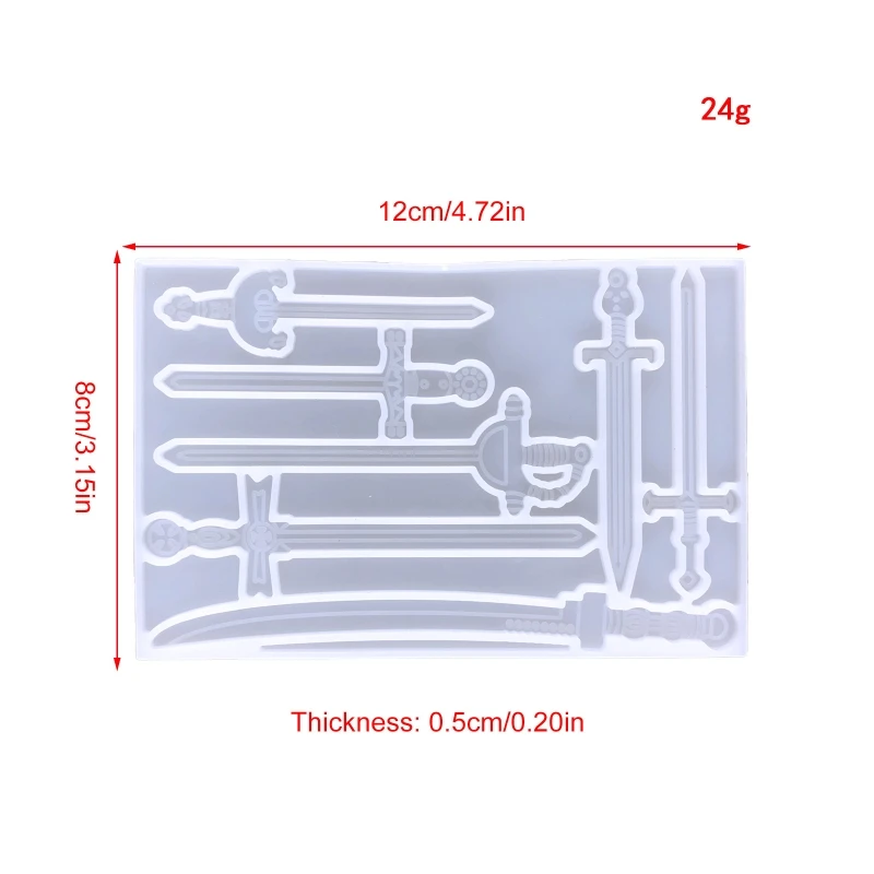 Multiple Styles Silicone Mould Casting Pendant Resin Epoxy DIY Irregular Sword Mold for DIY Fans