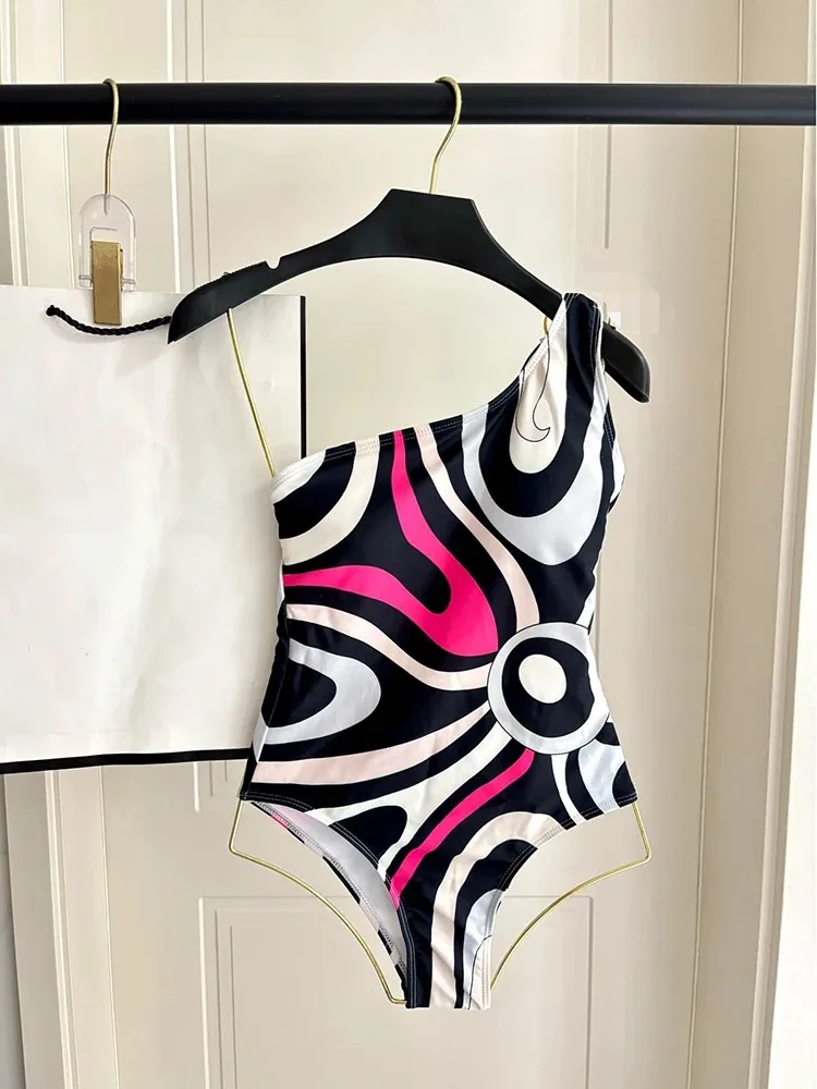 Summer Fashion Beach Style Party Sexy Slim  One-piece Swimming Suit Women's Seaside Vacation Diagonal Collar Backless Romper
