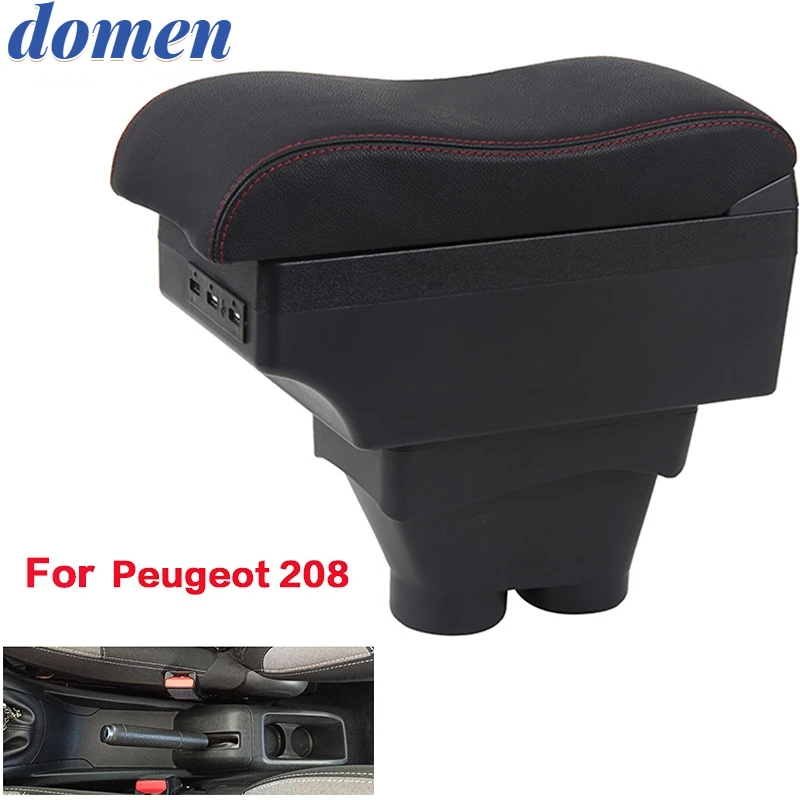 

For Peugeot 208 armrest box 208 armrest box dedicated storage box armrest modified USB charging ashtray multi-function 2012-2018