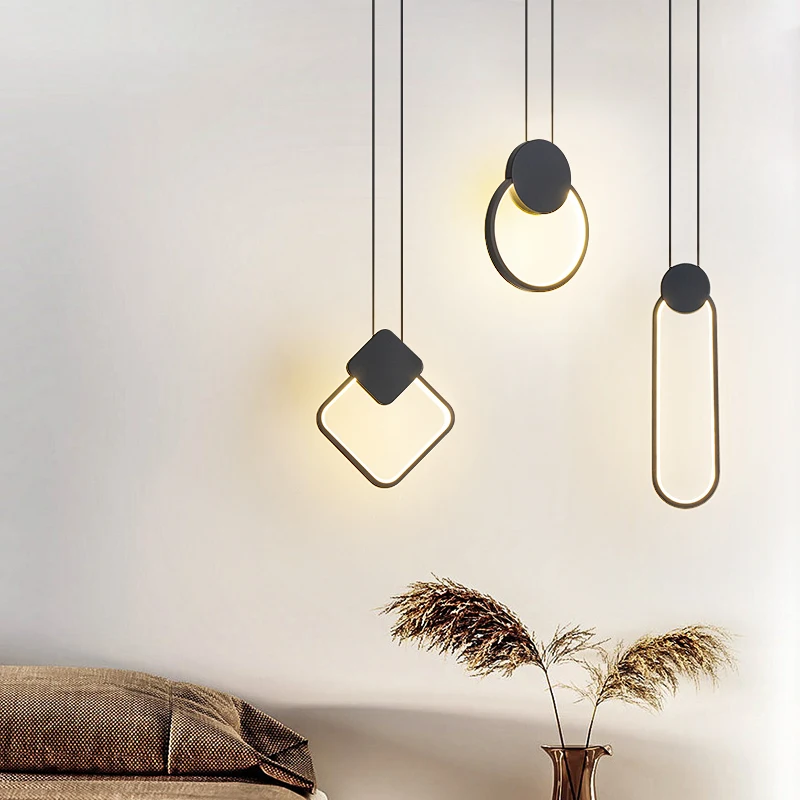 Modern LED Pendant Lights White/Black hanging Lamps For Bar Restaurant Bedroom Bedside Living Room Minimalist Fixtures