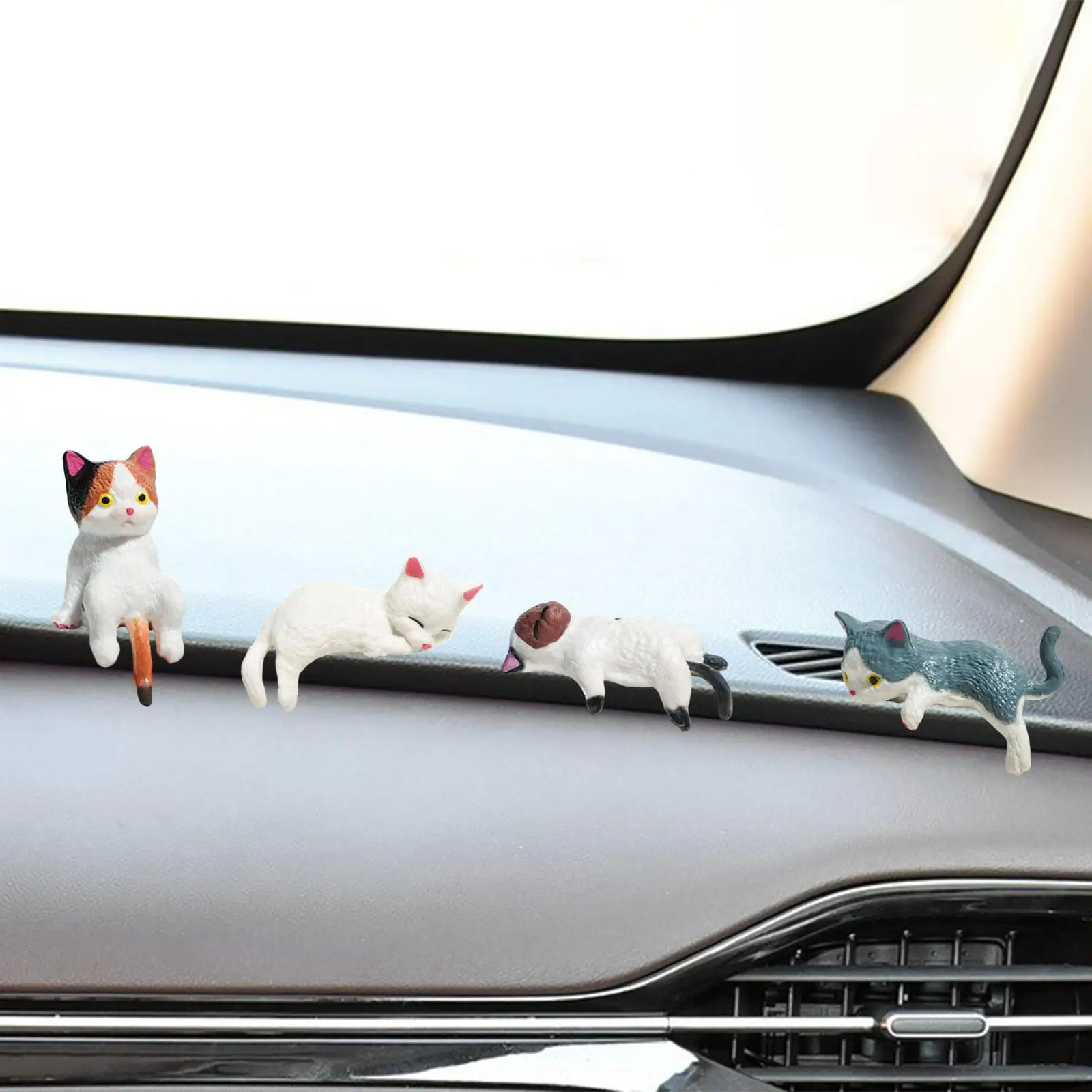 Cat Sculpture Resin Collectible Statues Funny Desktop Art Toy for Office Table Bookshelf Car Interior
