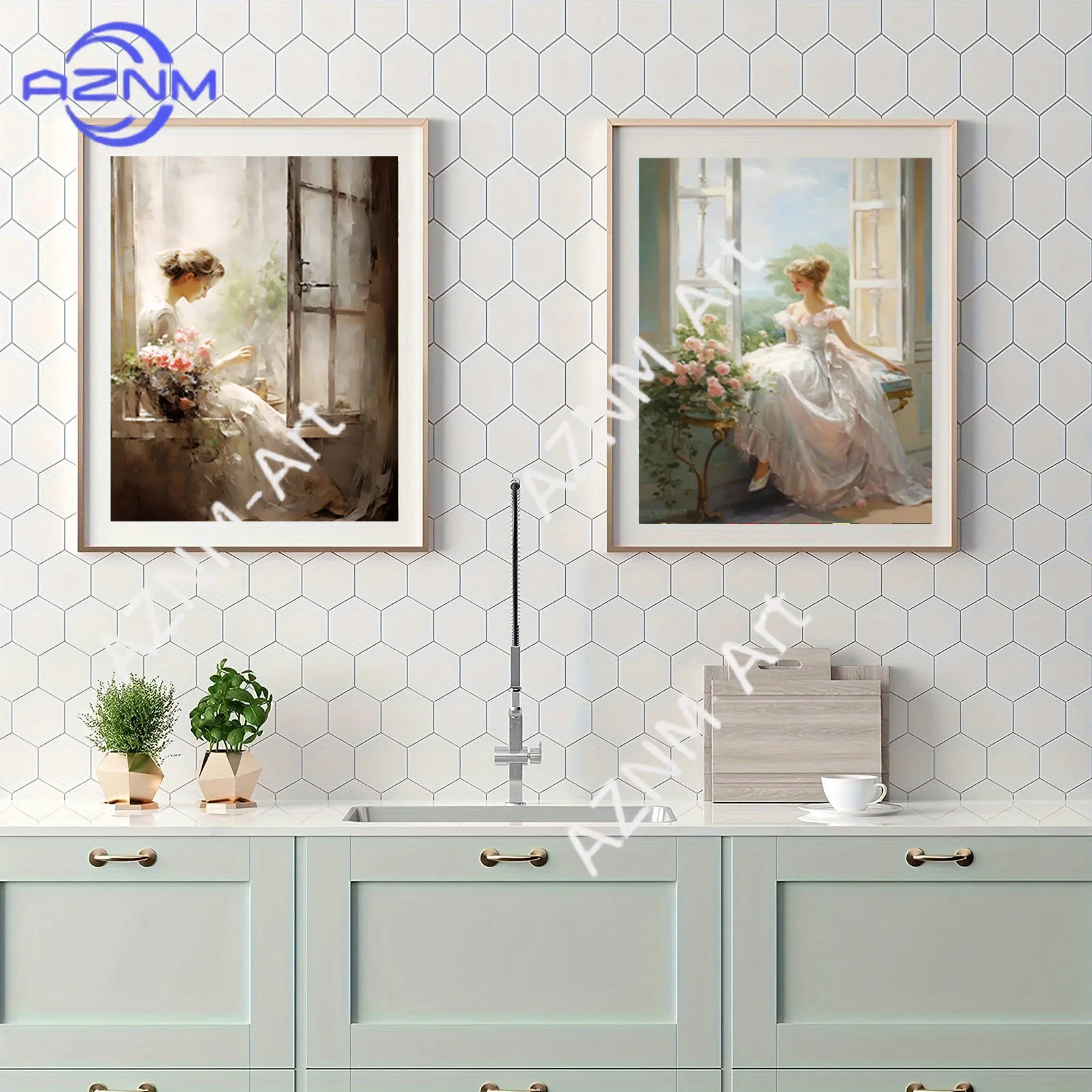1pc Vintage Elegant Reading Woman Poster, Victorian Style Lady with Floral Canvas Art, Ideal for Home & Office, Room Decor