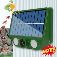 Ultrasonic Cat Dog Repellant with Red White Flash Light Waterproof Solar Powered Animal Deterrent for Orchard/Greenhouse/Garden