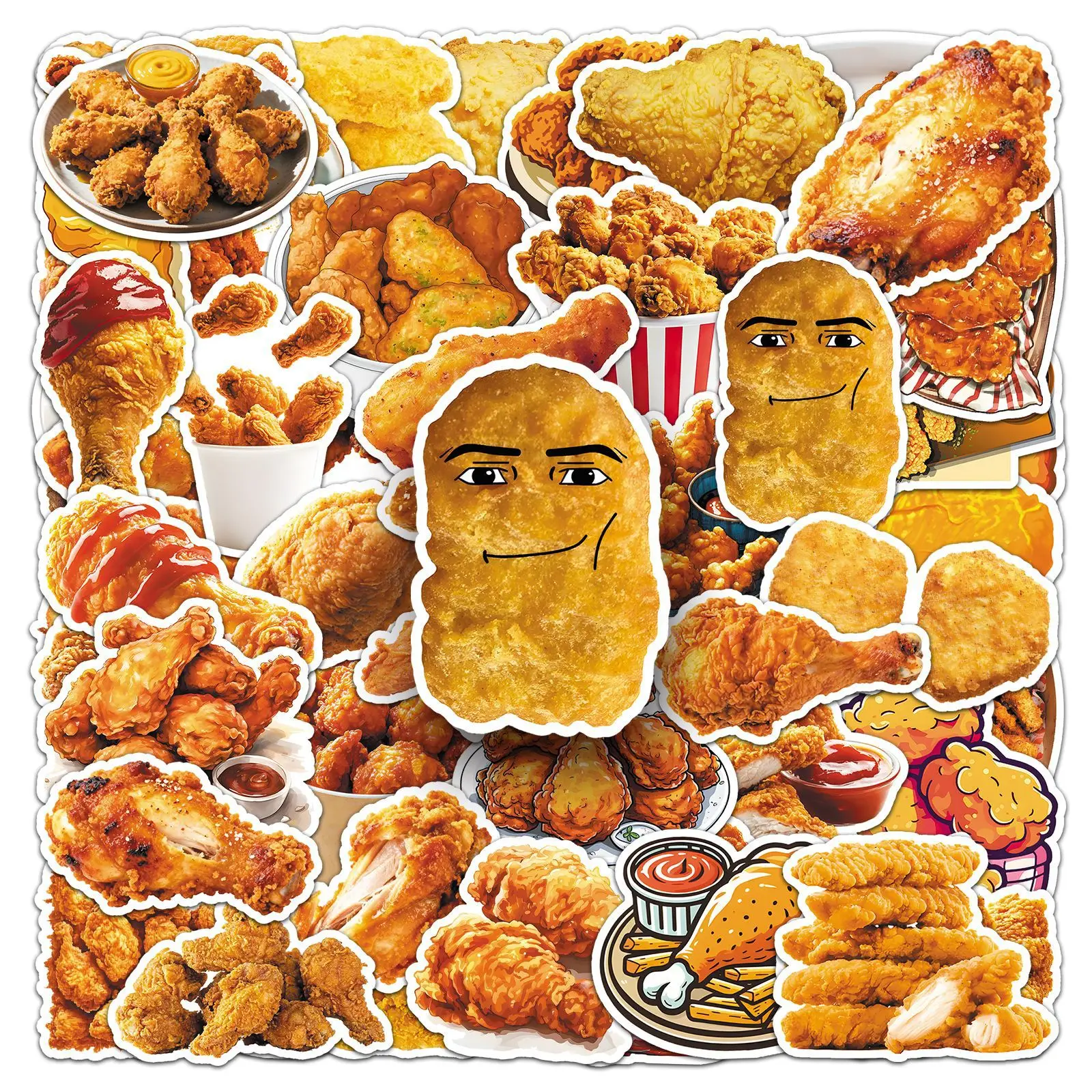 

50PCs Cute Chicken Nugget Meme Stickers For Laptop Scrapbook Luggage Guitar Helmet DIY Graffiti Aesthetic Stickers Creative Gift
