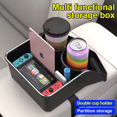 Premium Car Armrest Storage Box Multi-functional Car Cup Tissue Keys Cards Glasses Phone Holder Pocket Auto Armrest Organizer