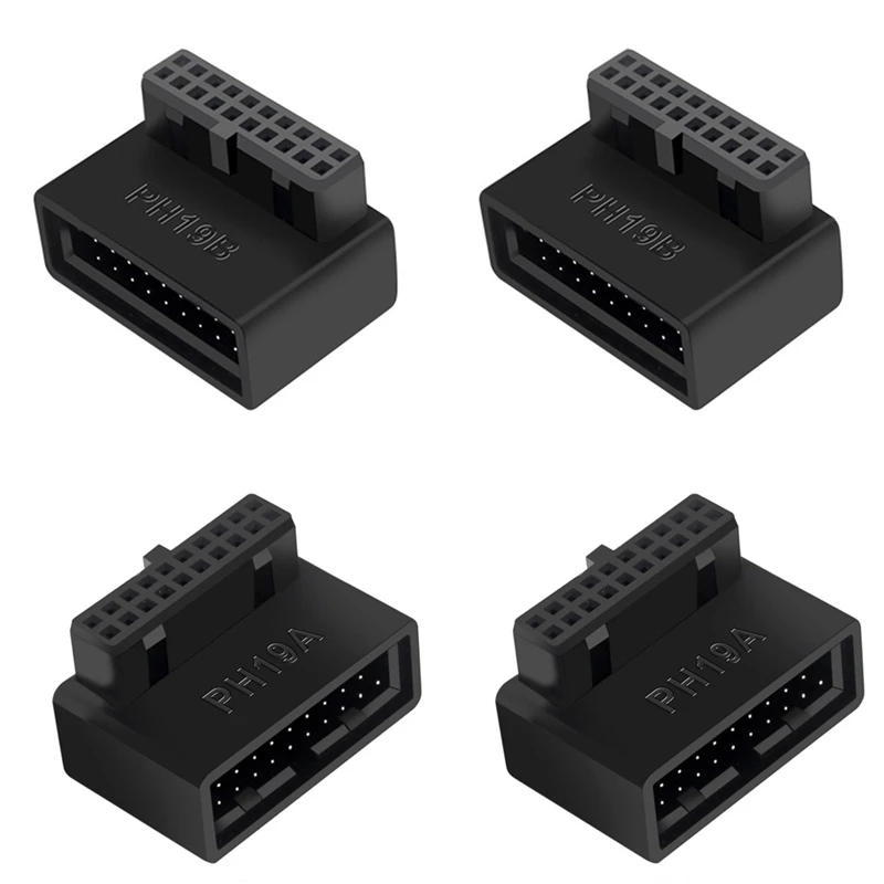 【Must-Haves】2Pcs Computer Motherboard Header Adapter USB 3.0 19P/20P 90 Degree Desktop Converter Desktop Computer Accessories