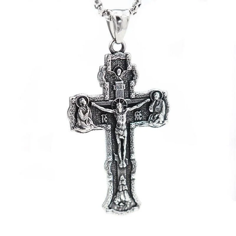 SAIYE Men's Russian Orthodox Cross Cross Pendant Necklace 316 Stainless Steel Titanium Steel Men's Fashion Jewelry