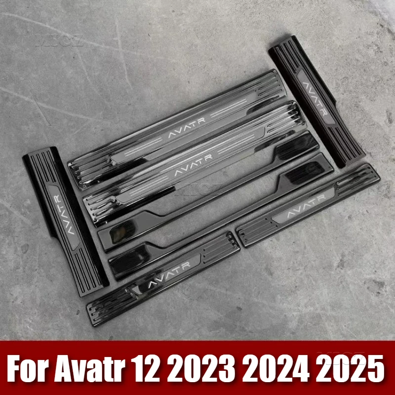 

For Avatr 12 2023 - 2025 Stainless Steel Car Accessories Car Door Sill Protector Trim Scuff Pedal Threshold Cover 8PCS