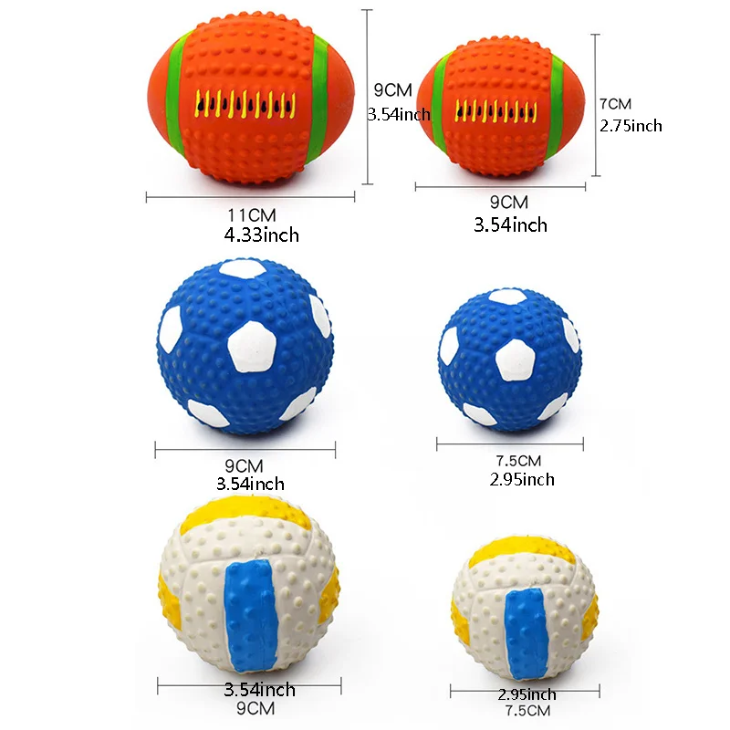 Squeaky Dog Toys Soft Latex Balls Small Medium Large Dogs Interactive Chew Fetch Play Toy Puppy Tooth Cleaning Training Toy Ball