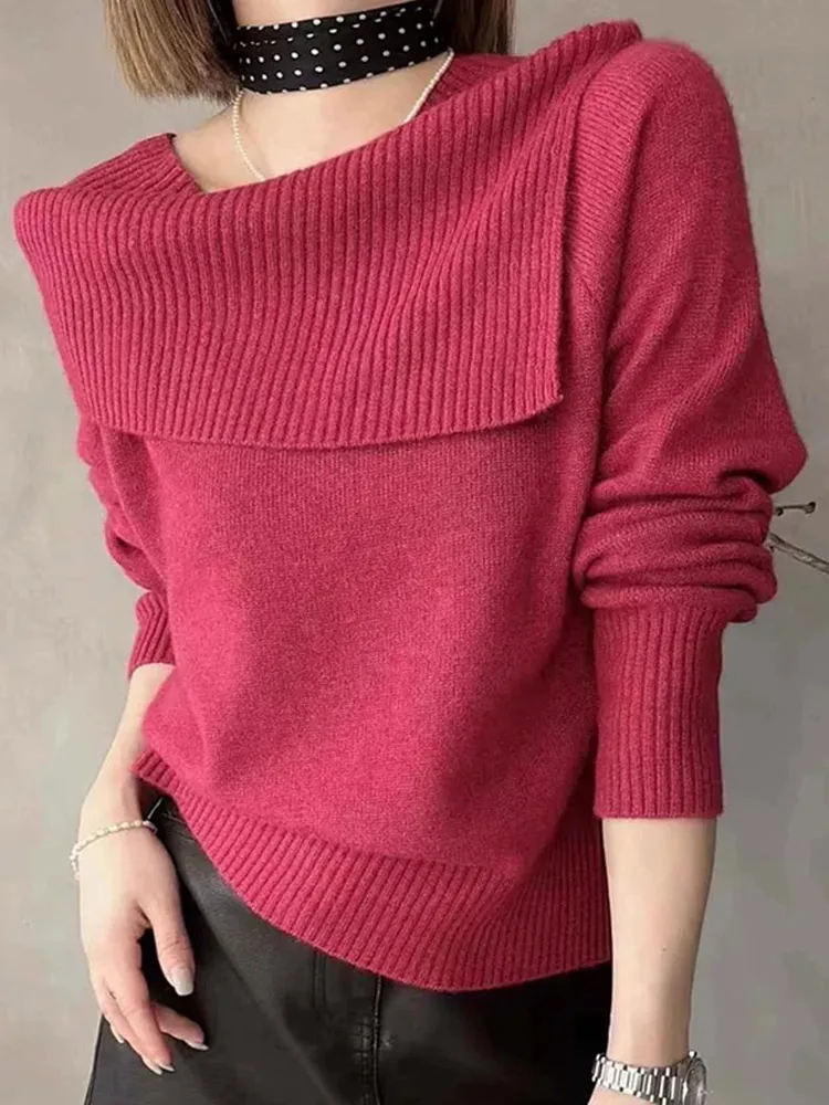 

Модный вязаный свитер Long Sve Pure Color с обнажением плеч, женский утягивающий одно плечо, удобный новый Sle