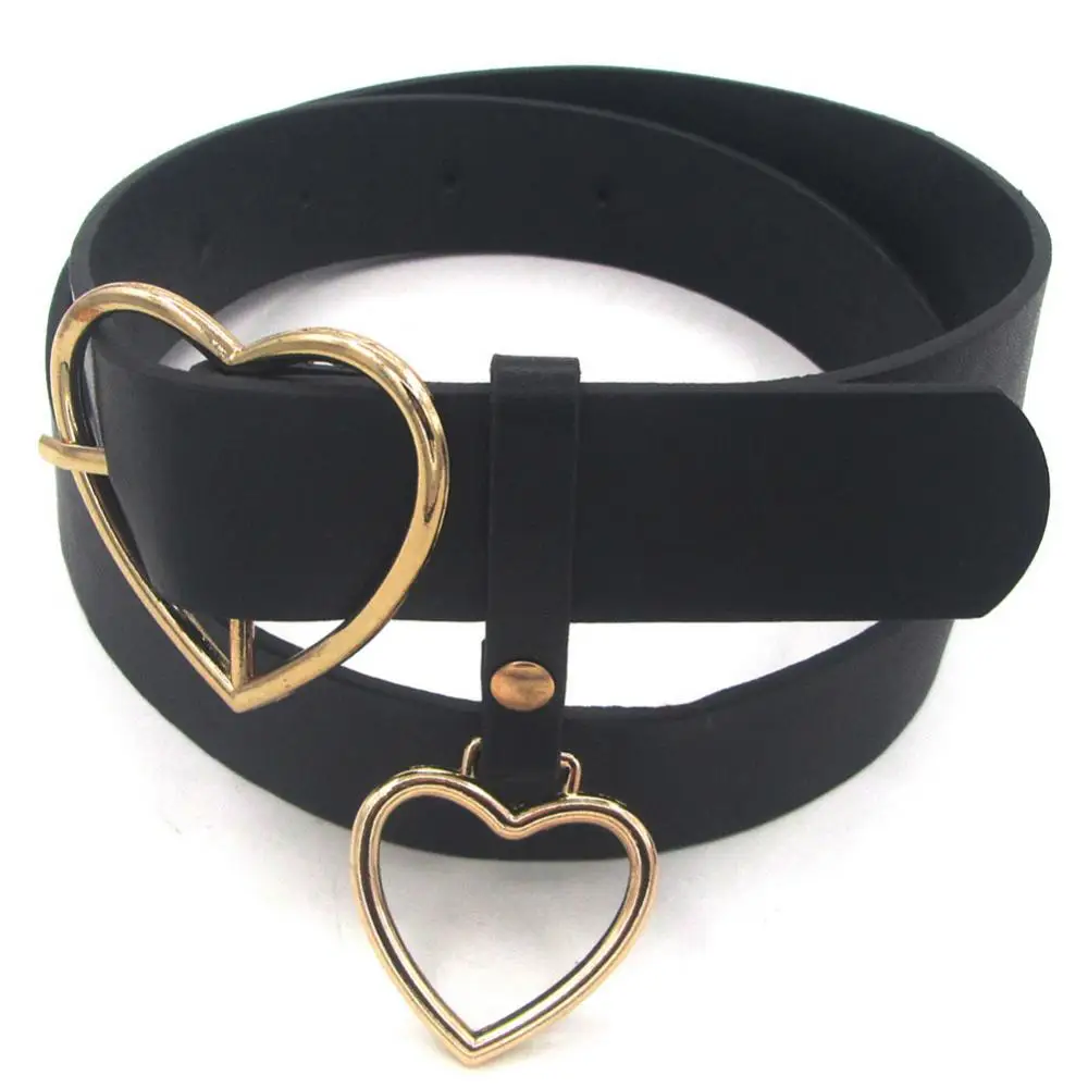 Mode Vrouwen Faux Lederen Riem Verstelbare Tailleband Hot Heart Accessoire Gesp