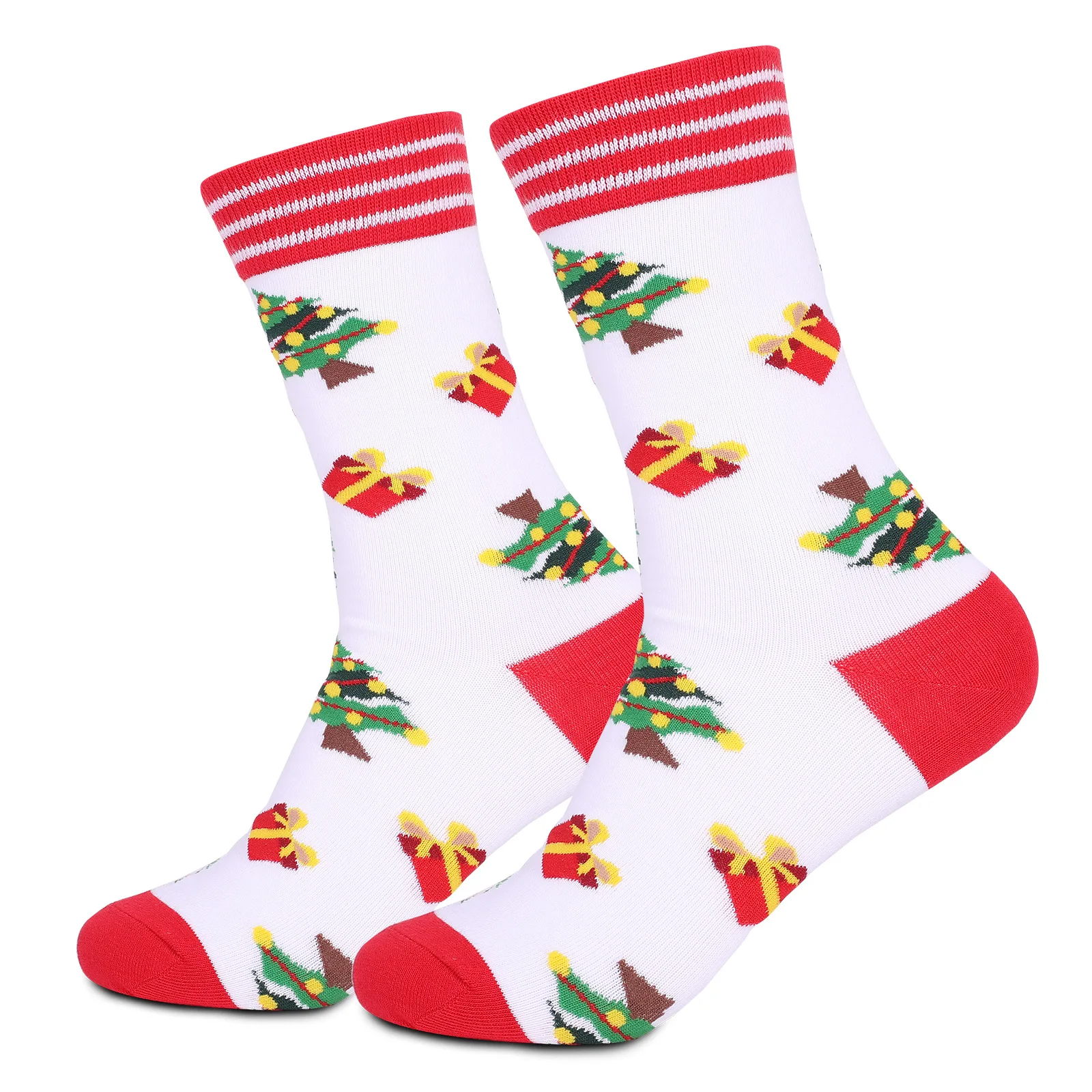 4 Pairs Funny Merry Christmas Socks For Men & Women Colorful Novelty Cute Soft Breathable Middle Tube Cotton Socks