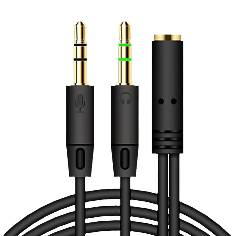 1PCS 2 in 1 Male To Female Aux Audio Cable Y Splitter Cable 3.5mm MP3 MP4 Stereo Plug Adapter Jack For Headphone Computer Cable