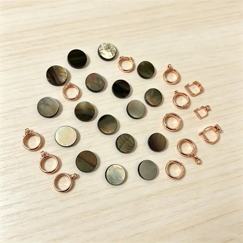 1PC 8-20mm Grey Mother-of-Pearl Flat Round Cabochon Beads No Hole Polished Flat Back for Necklace Pendant