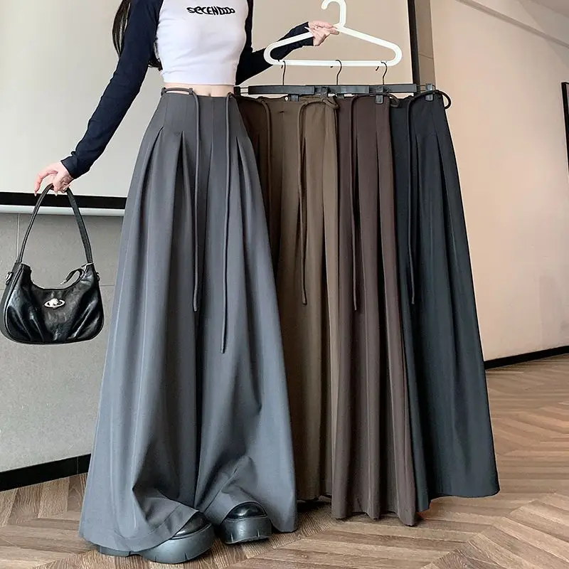 Advanced Suit with Wide Leg Pants R Women Autumn Design High Waist Sagging Feeling Loose Casual Floor Length Pants Skirt Women