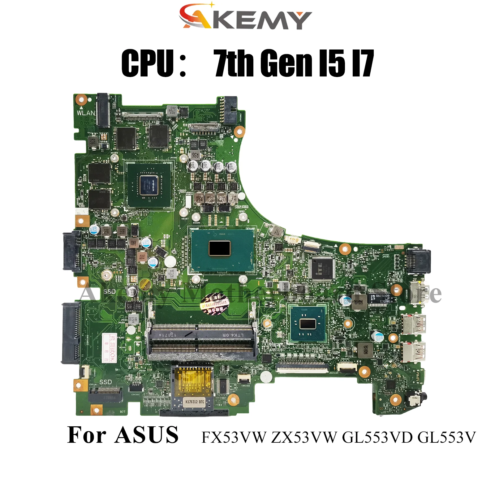 

Материнская плата для ноутбука GL553VD для ASUS ROG GL553VD ZX53VW GL553V GL553VE ZX53V ZX63V FZ53V FX53VW, материнская плата с процессором I5 I7, тест ОК