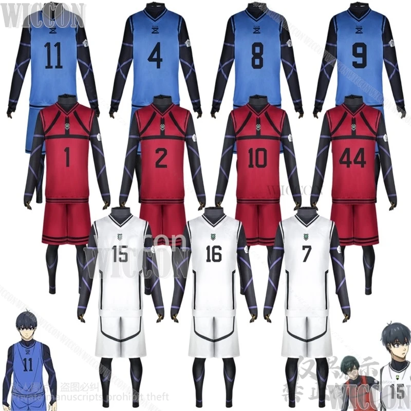

Blue Anime Lockk Cosplay Isagi Yoichi Nagi Chigiri Rensuke Kunigami Bachira Megur Jumpsuit Football Sportswear Men Customized