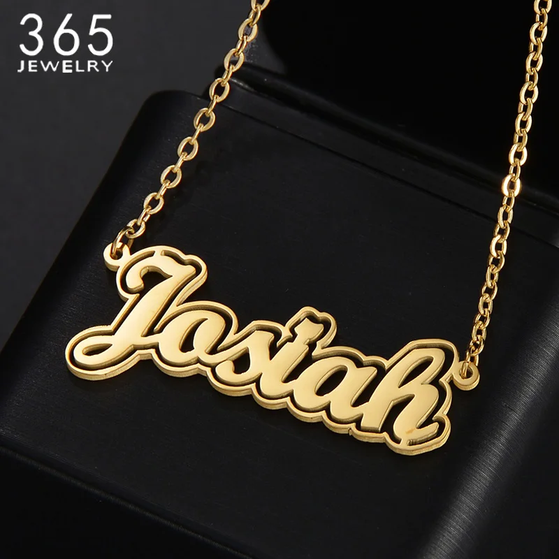 

Fashion Custom Name Necklace Stainless Steel Fine Chains For Women Birthday Gift Trendy Jewelry Personalized Nameplate Wholesale