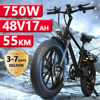 Electric Bicycle 750W Motor 48V17Ah High Performance Comfortable Electric bike 20*4.0 Inch Fat Tires 40-45km/h urban adult E Bik