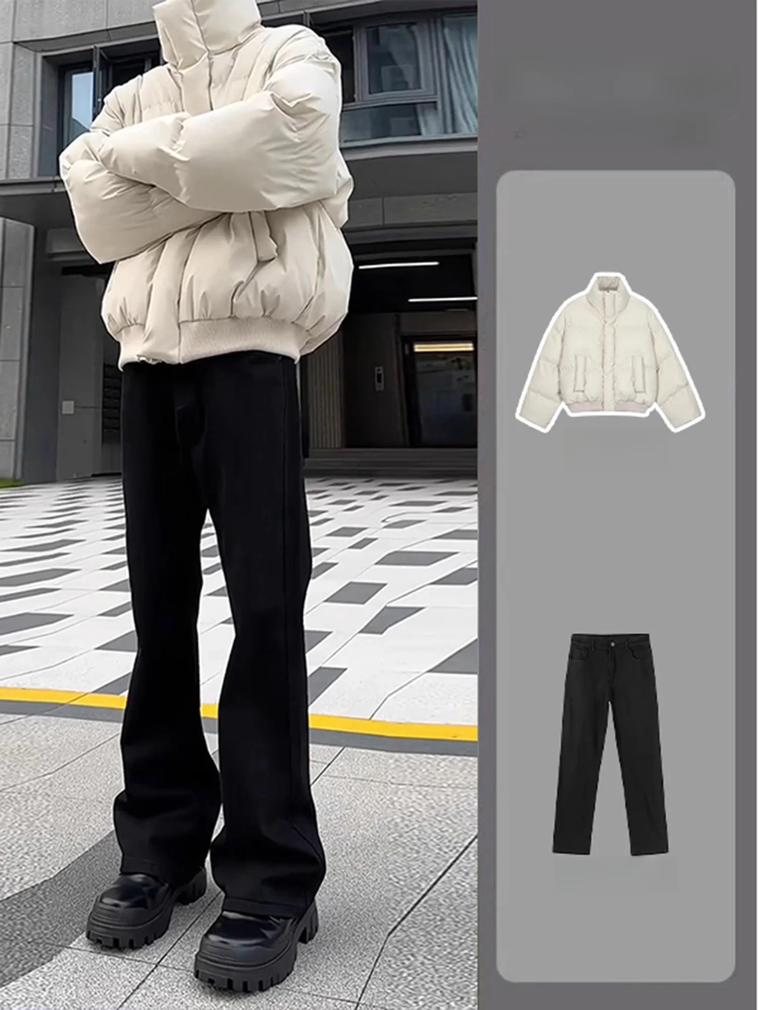 

Мужские расклешенные джинсы Cleanfit American High Street Sle, хлопковый джинт, комплект из двух предметов, повседневная спортивная одежда, подростковая зимняя мода...