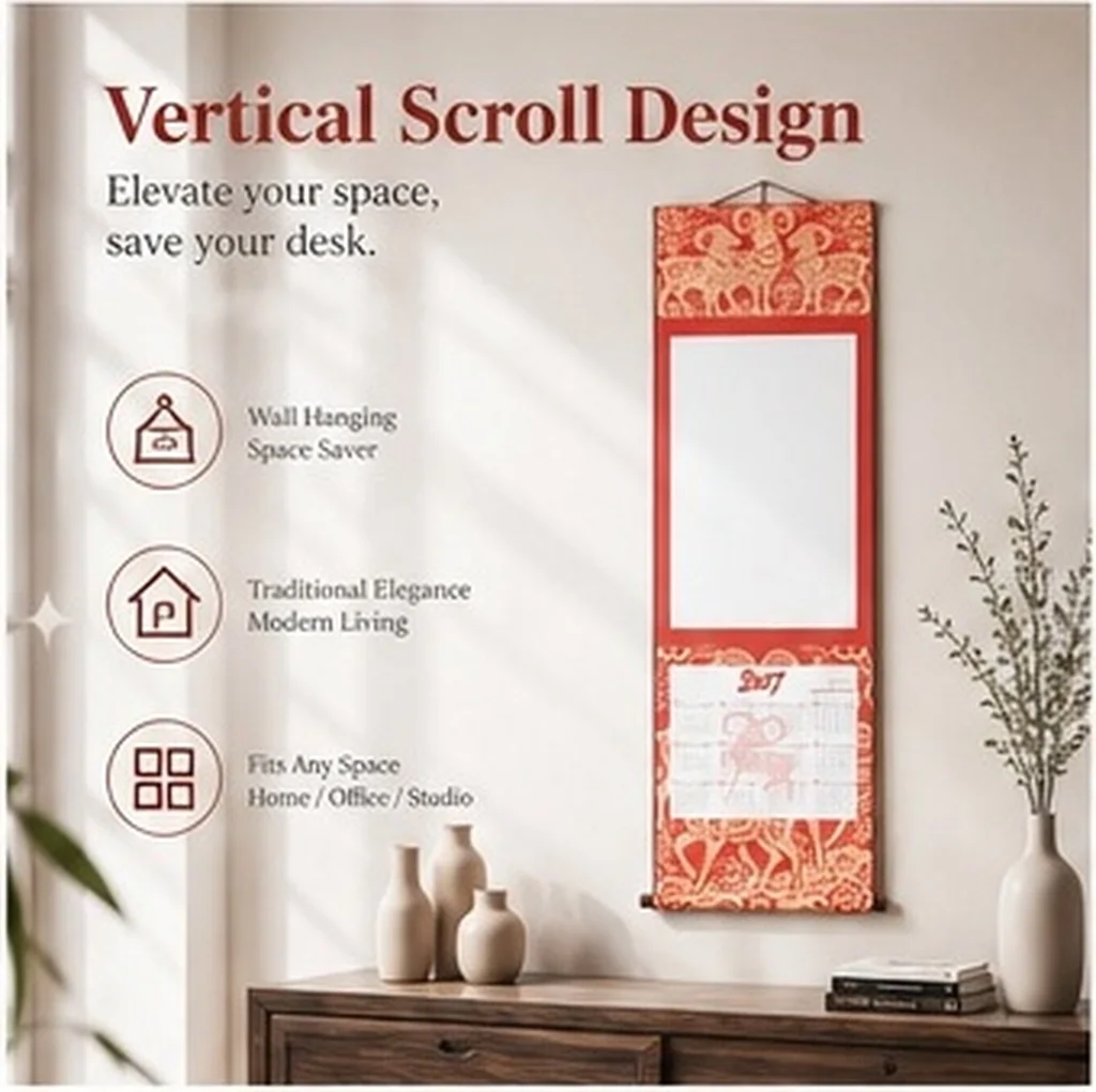 2027 Year of Goat Chinese Blank Scroll Wall Calendar Calligraphy Practice Lunar Resistant Xuan Paper Hanging Scroll