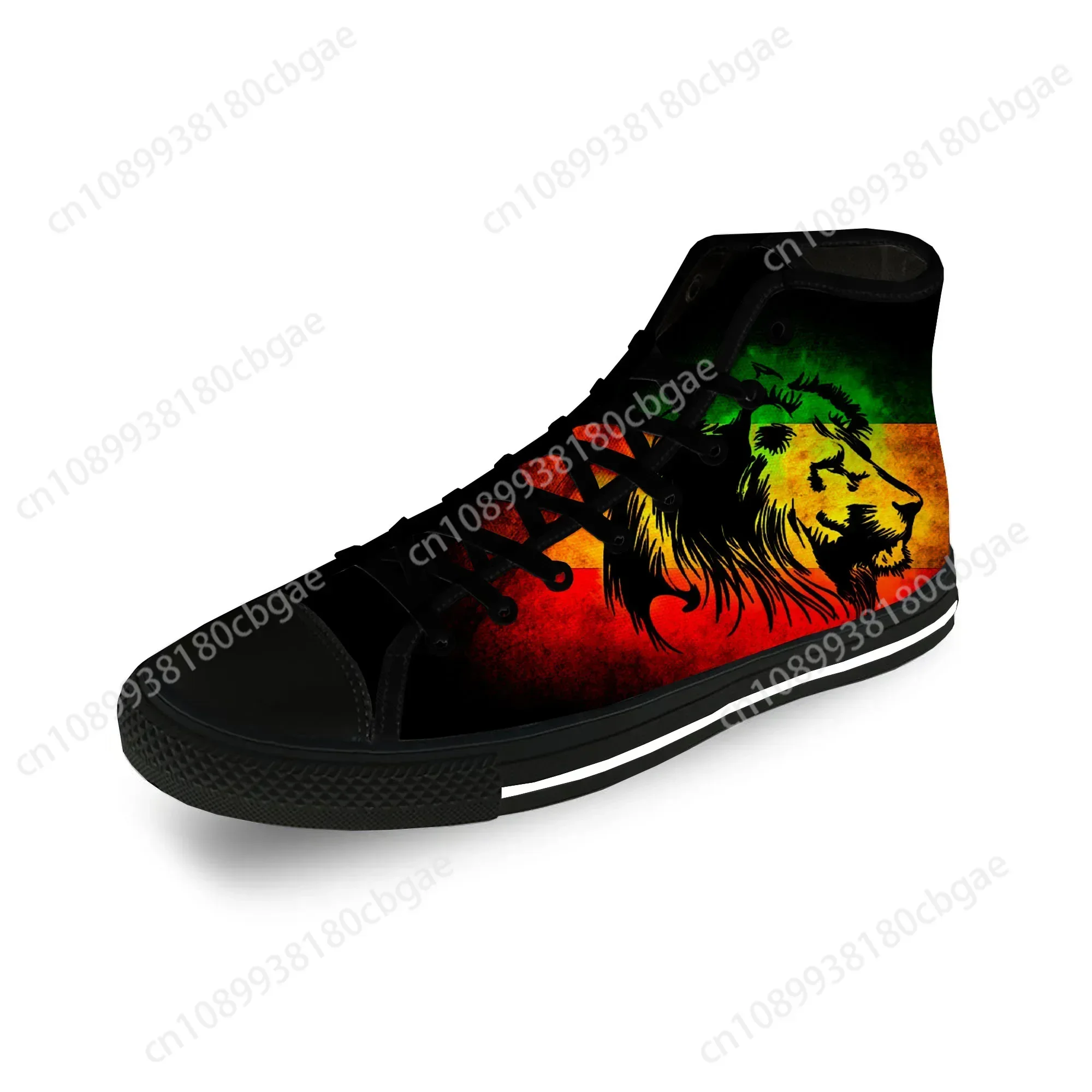 

Ethiopia Flag Lion of Judah Reggae Rasta Casual Cloth 3D Print High Top Canvas Shoes Men Women Lightweight Breathable Sneakers