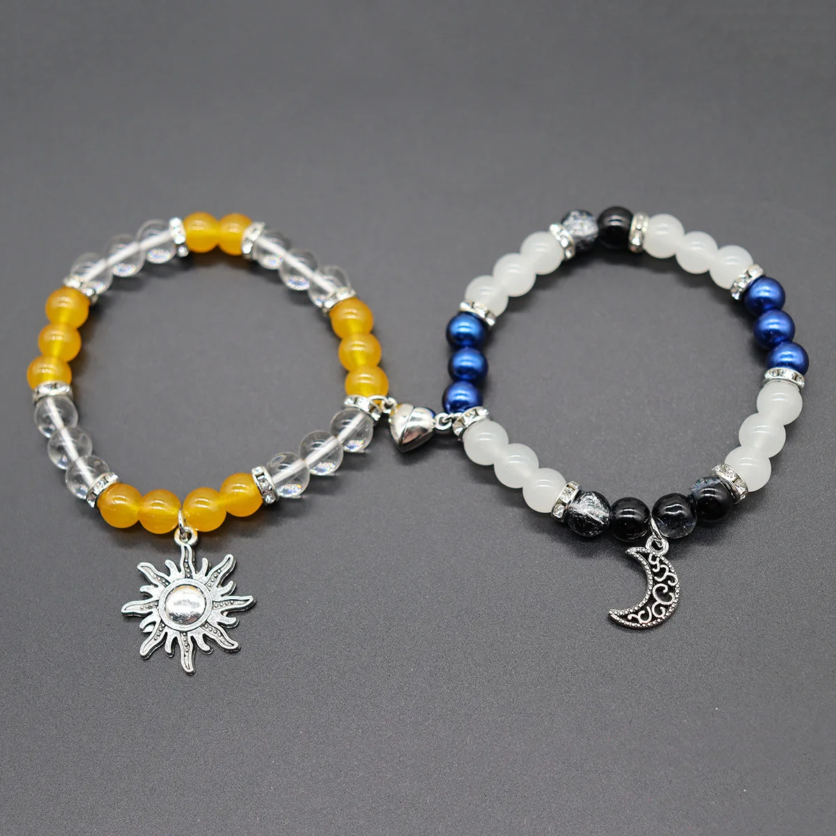 Natural Stone Sun Moon Magnet Couple Bracelets for Women Men Heart Matching Lovers Beads Friendship Bracelet Gifts Men Jewelry