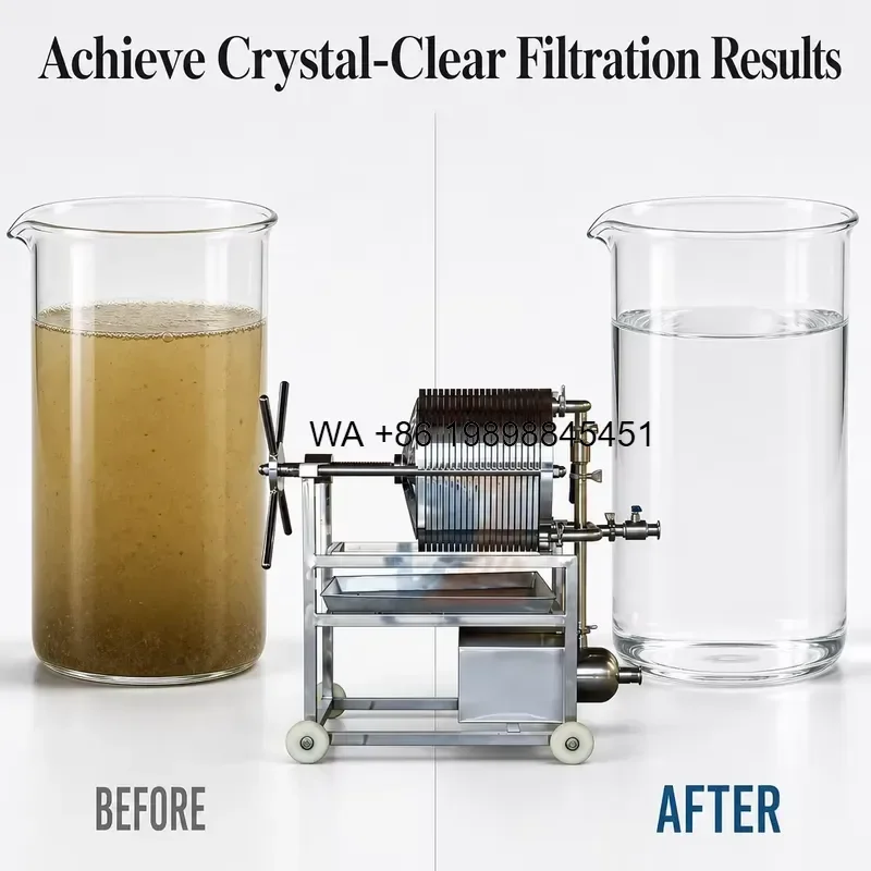 Wmwmnu Stainless Steel Plate Frame Filter with Pump for Wine Pressing Juice Honey Syrup Filtration