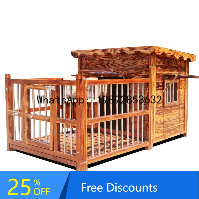 YFY Outdoor Solid Wood Dog House Medium and Large Dog House Fence Washable Four Seasons Dog Cage Waterproof