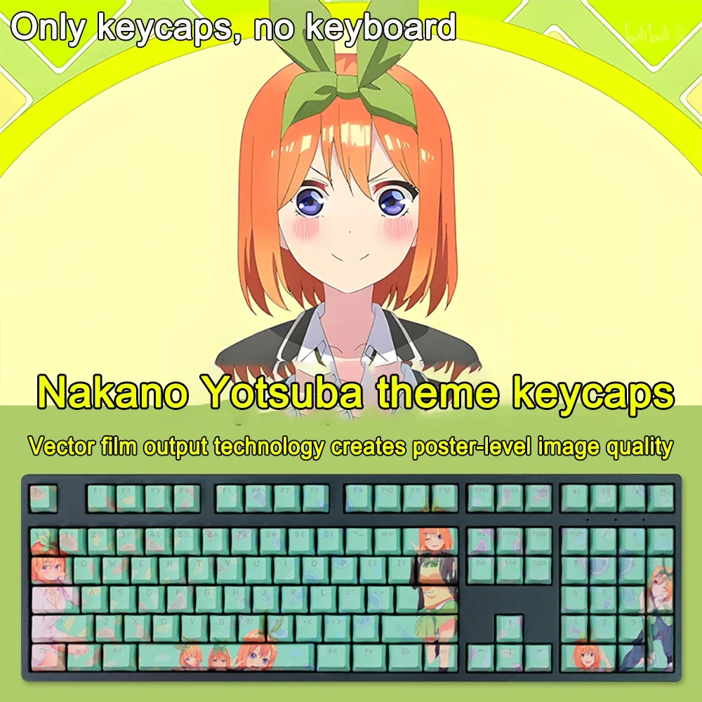 Neue The Quintessential Quintuplets DIY-Tastenkappen, PBT, mit Farbstoffsublimation, Cherry-Design, beleuchtete Tastenkappen, Anime-Tastenkappen für ANSI-Layouts mit 61, 87, 104 und 108 Tasten. – Detail 14